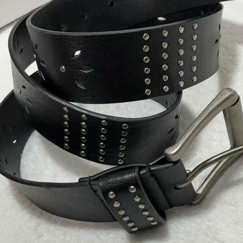 Studded Perforated Faux Leather Belt